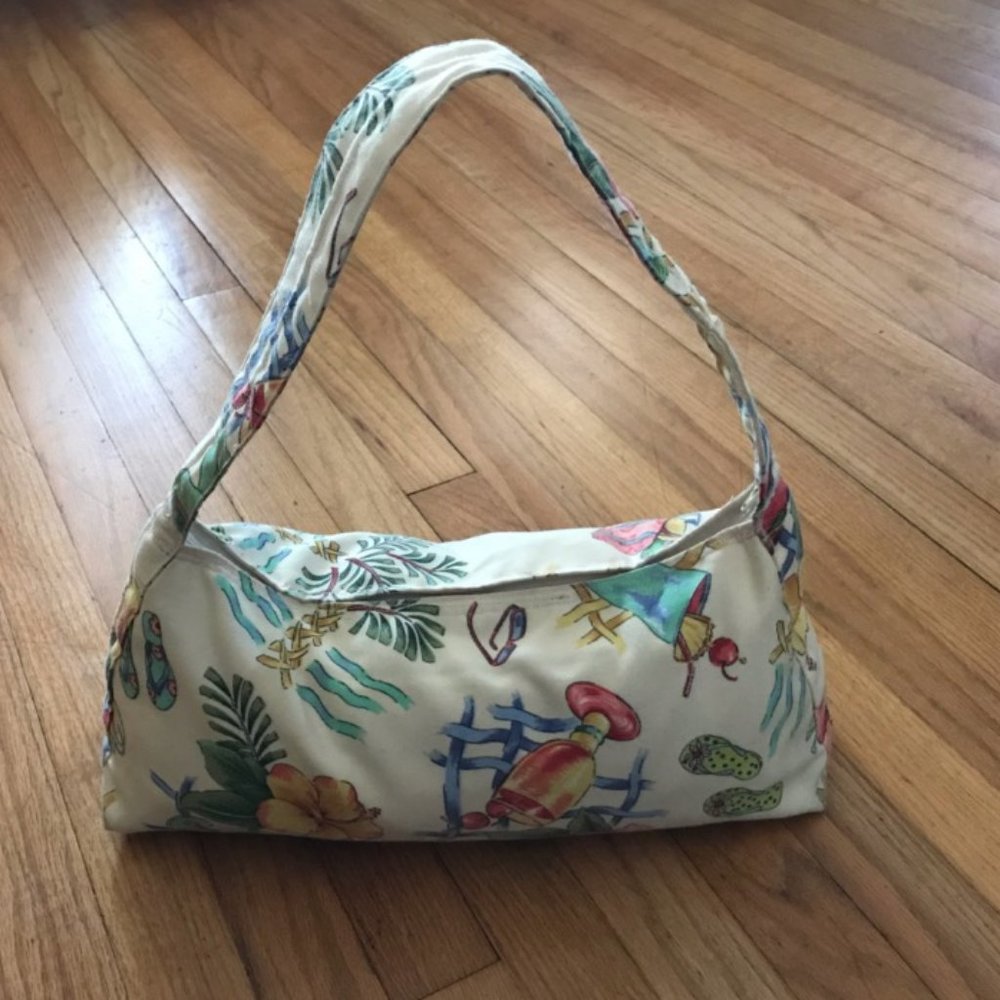 Handmade Tropical canvas Baguette with matching monkeyball, perfect for tablet